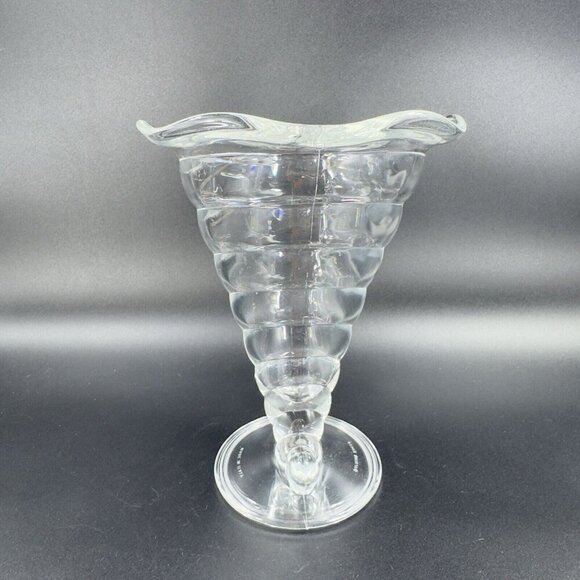 Bormioli Rocco Cornucopia Horn Shape Optic Crystal Clear Ice Cream Gelato Dish - Picture 10 of 12